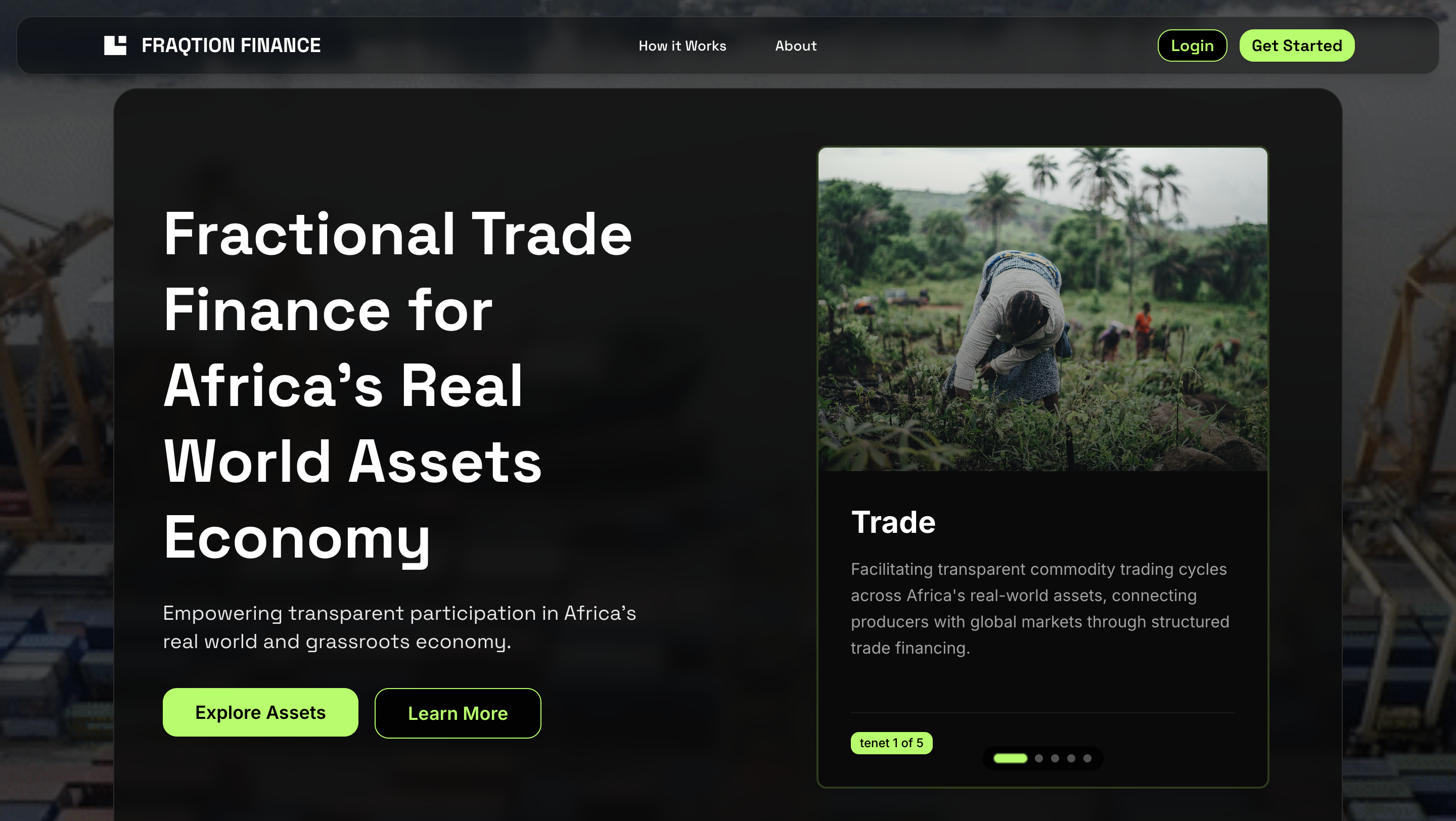 Fraqtion Finance UI Screenshot